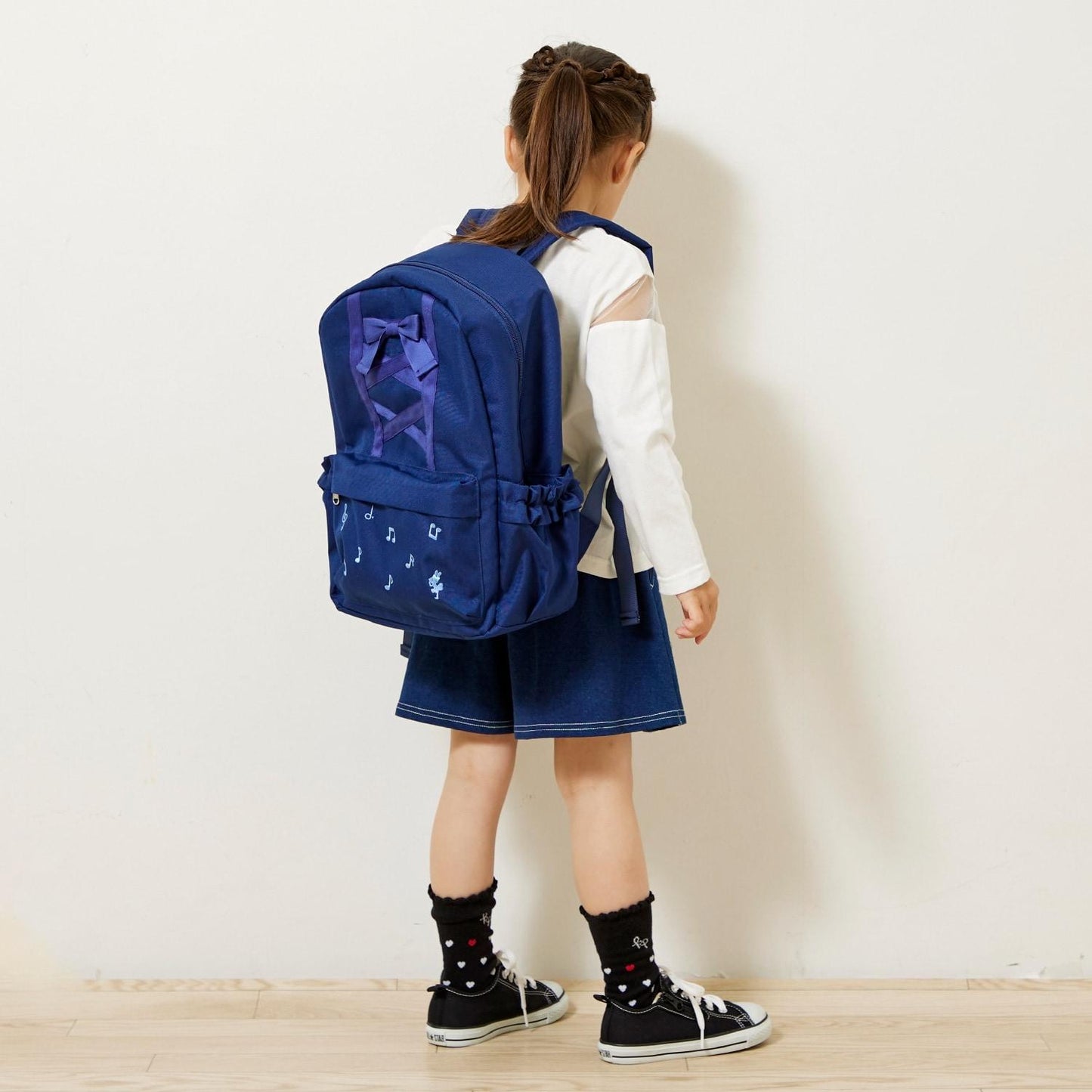 針織牛仔百褶裹裙式闊腿褲