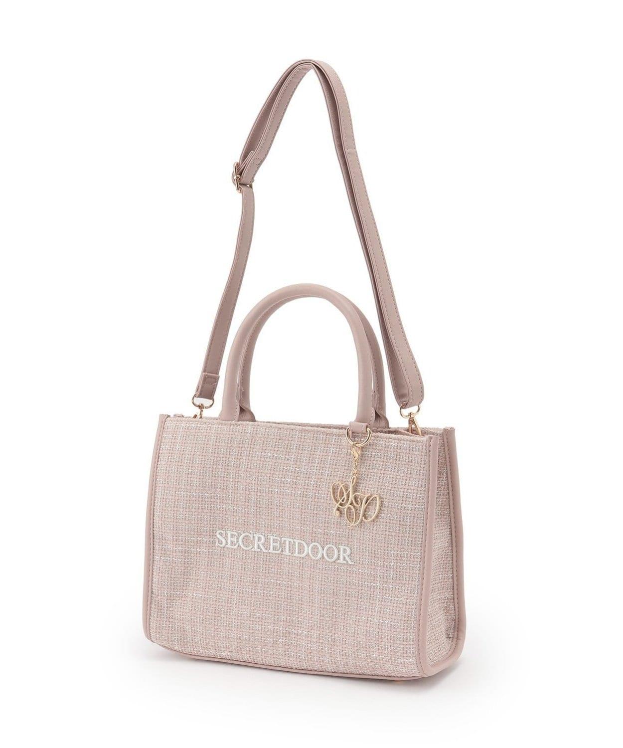 帶吊墜粗花呢托特包【韓國時尚】