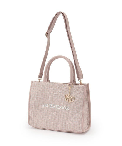 帶吊墜粗花呢托特包【韓國時尚】