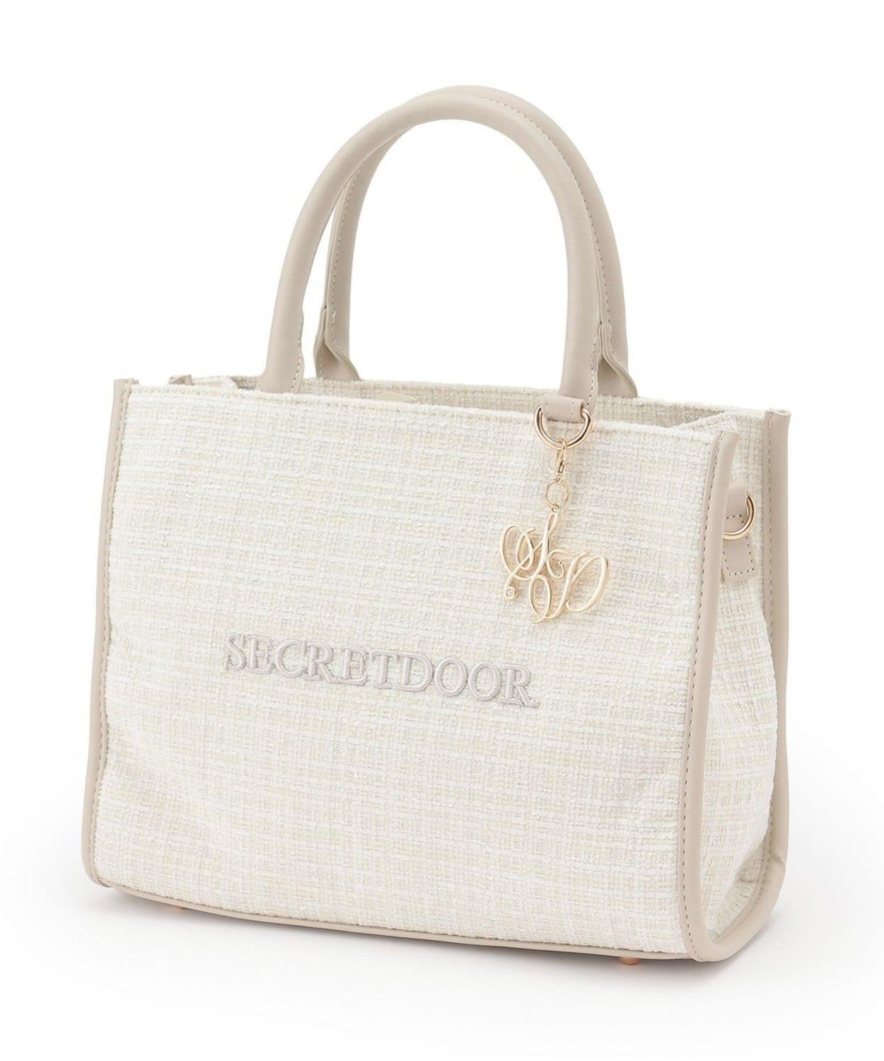 帶吊墜粗花呢托特包【韓國時尚】