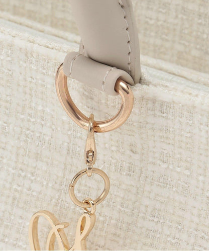 帶吊墜粗花呢托特包【韓國時尚】