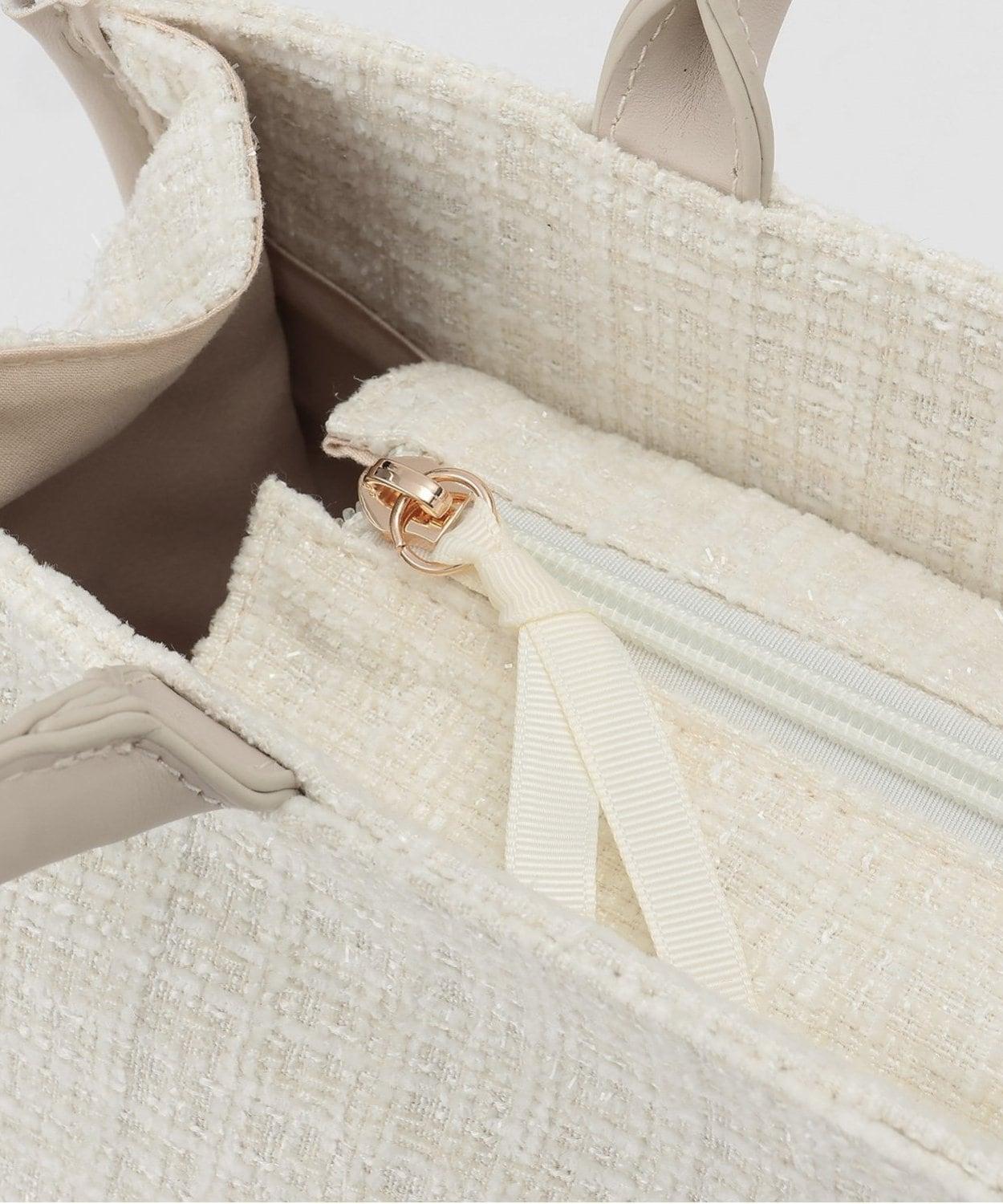 帶吊墜粗花呢托特包【韓國時尚】