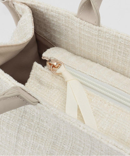 帶吊墜粗花呢托特包【韓國時尚】