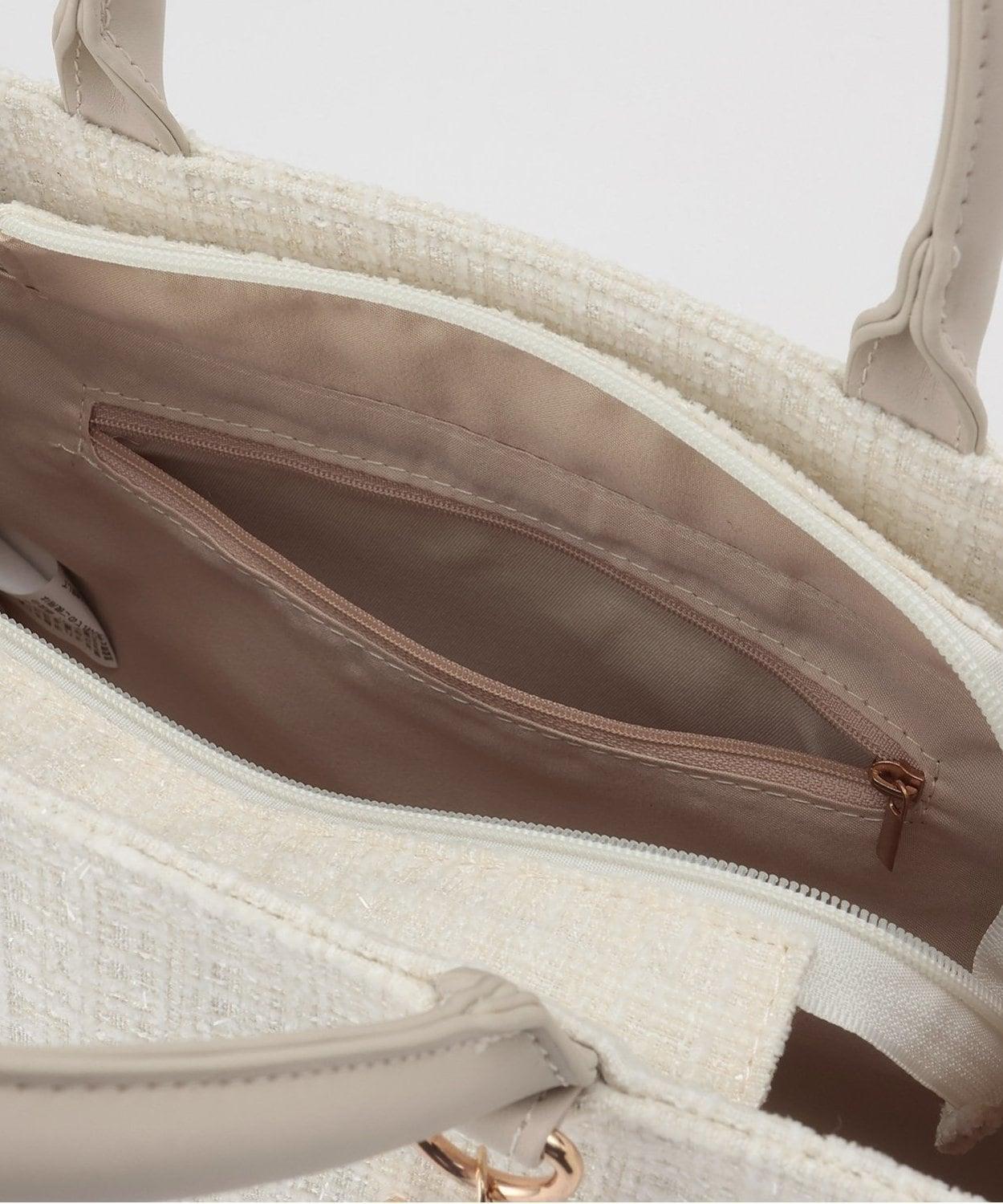 帶吊墜粗花呢托特包【韓國時尚】