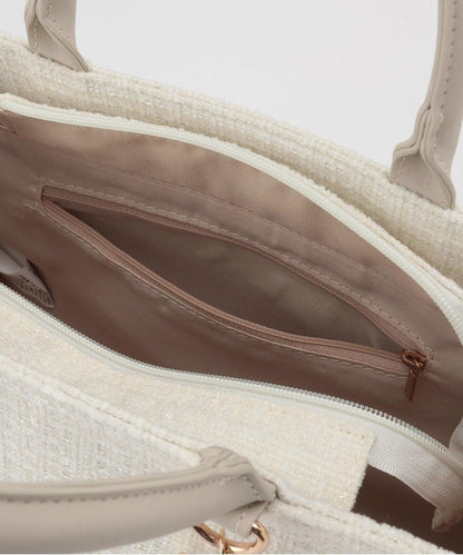 帶吊墜粗花呢托特包【韓國時尚】