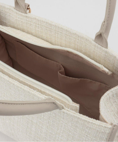 帶吊墜粗花呢托特包【韓國時尚】