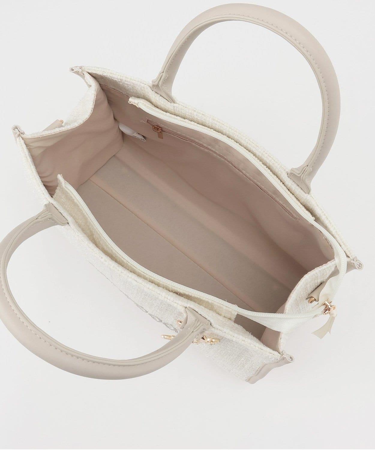 帶吊墜粗花呢托特包【韓國時尚】