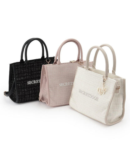 帶吊墜粗花呢托特包【韓國時尚】