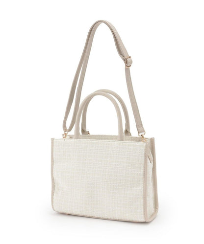 帶吊墜粗花呢托特包【韓國時尚】