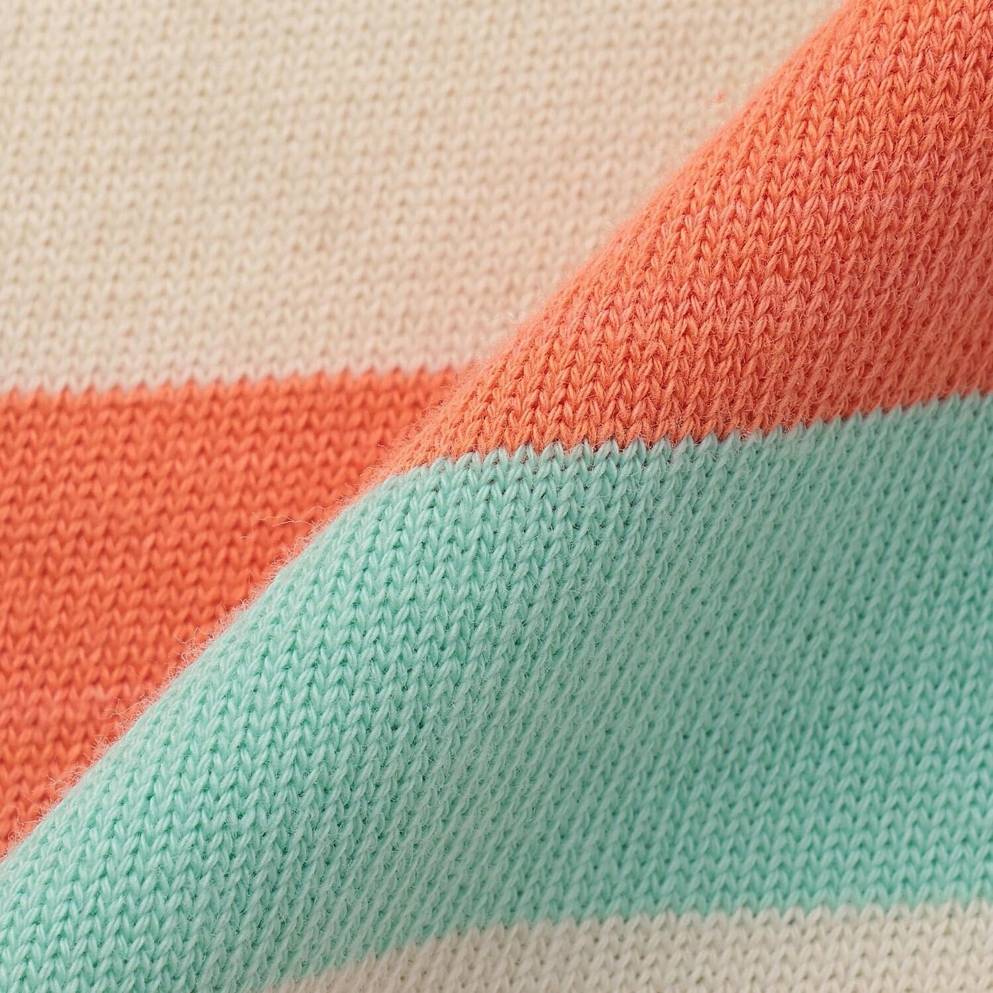 熊圖案多色條紋長袖T恤