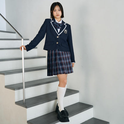 【畢業服・典禮】帶徽章條紋西裝外套