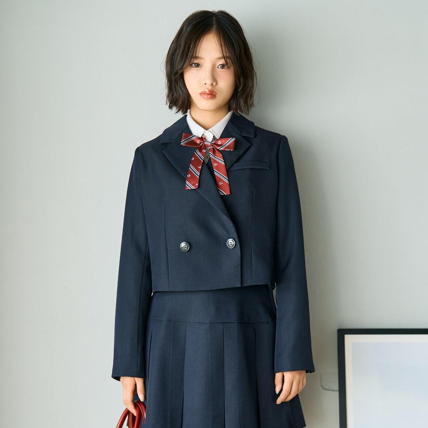 【畢業服・典禮】帶徽章短款外套