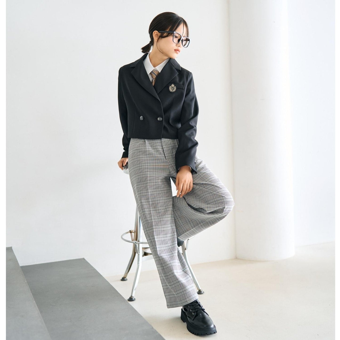 【畢業服・典禮】帶徽章短款外套