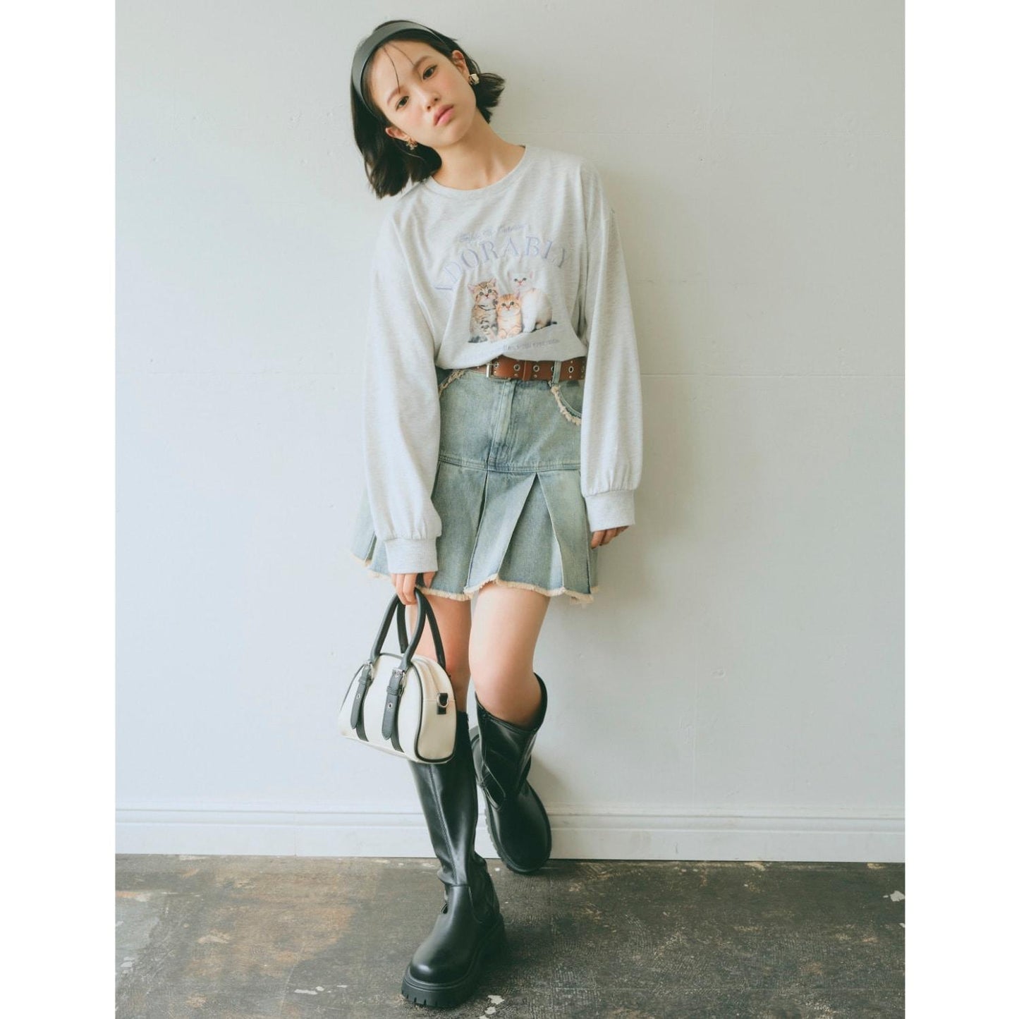 圖案拼接長袖T恤