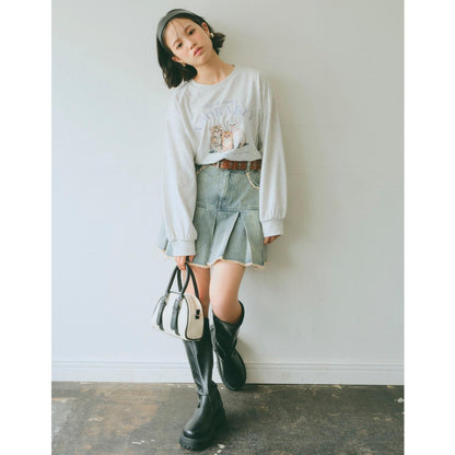 圖案拼接長袖T恤