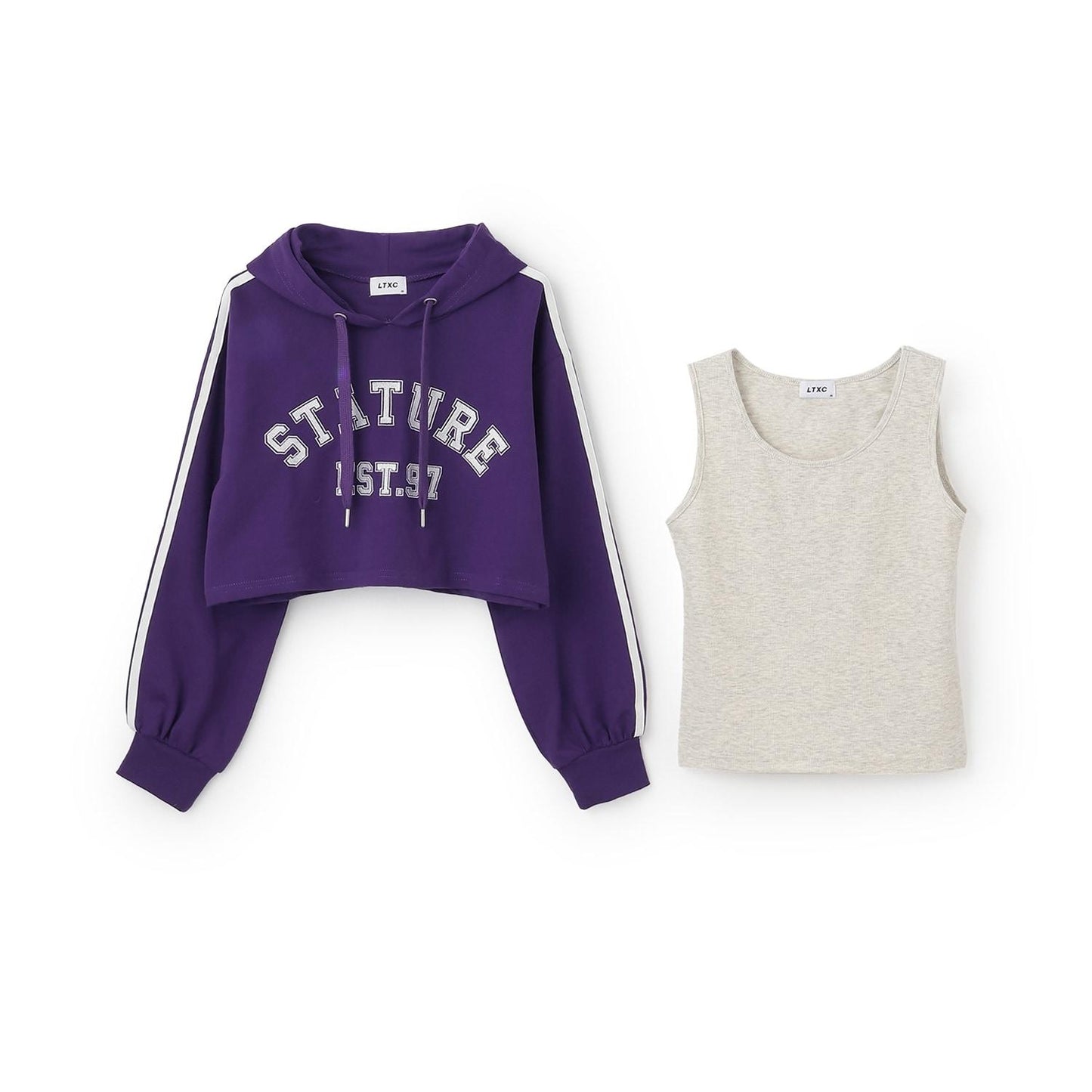 【LTXC/速幹】短款連帽衫內搭套裝