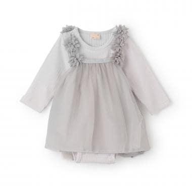 花卉網紗長袖連衣裙套裝