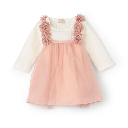 花卉網紗長袖連衣裙套裝