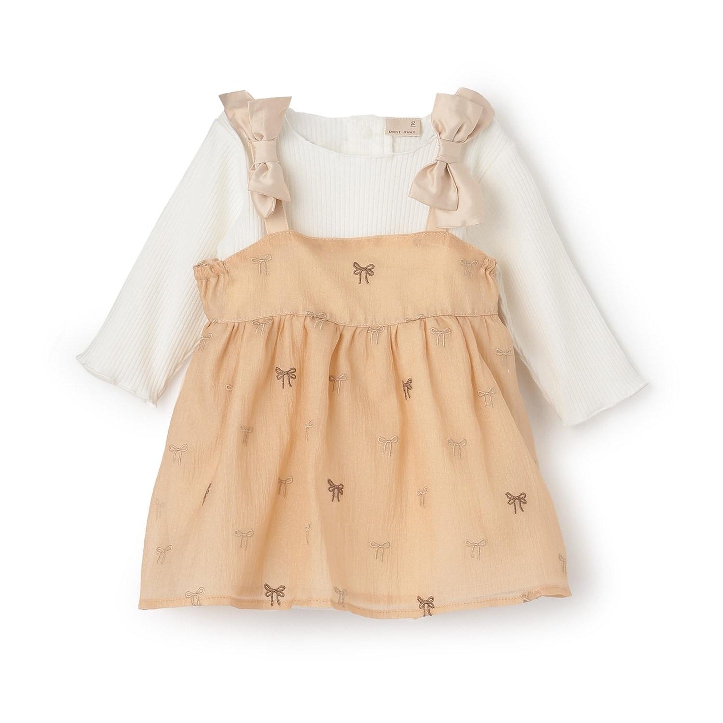 蝴蝶結刺繡連衣裙套裝