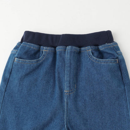 剪裁牛仔直筒褲