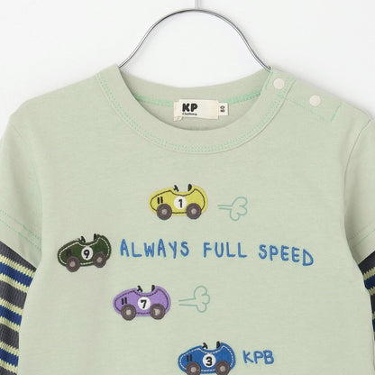 汽車貼布繡拼接風長袖T恤