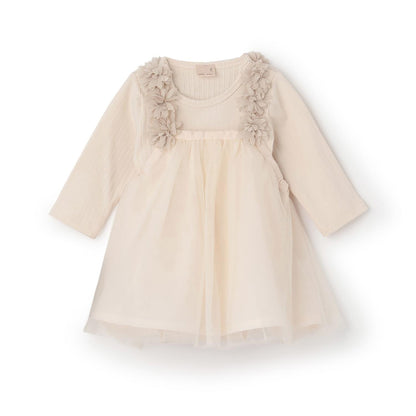 花卉網紗長袖連衣裙套裝