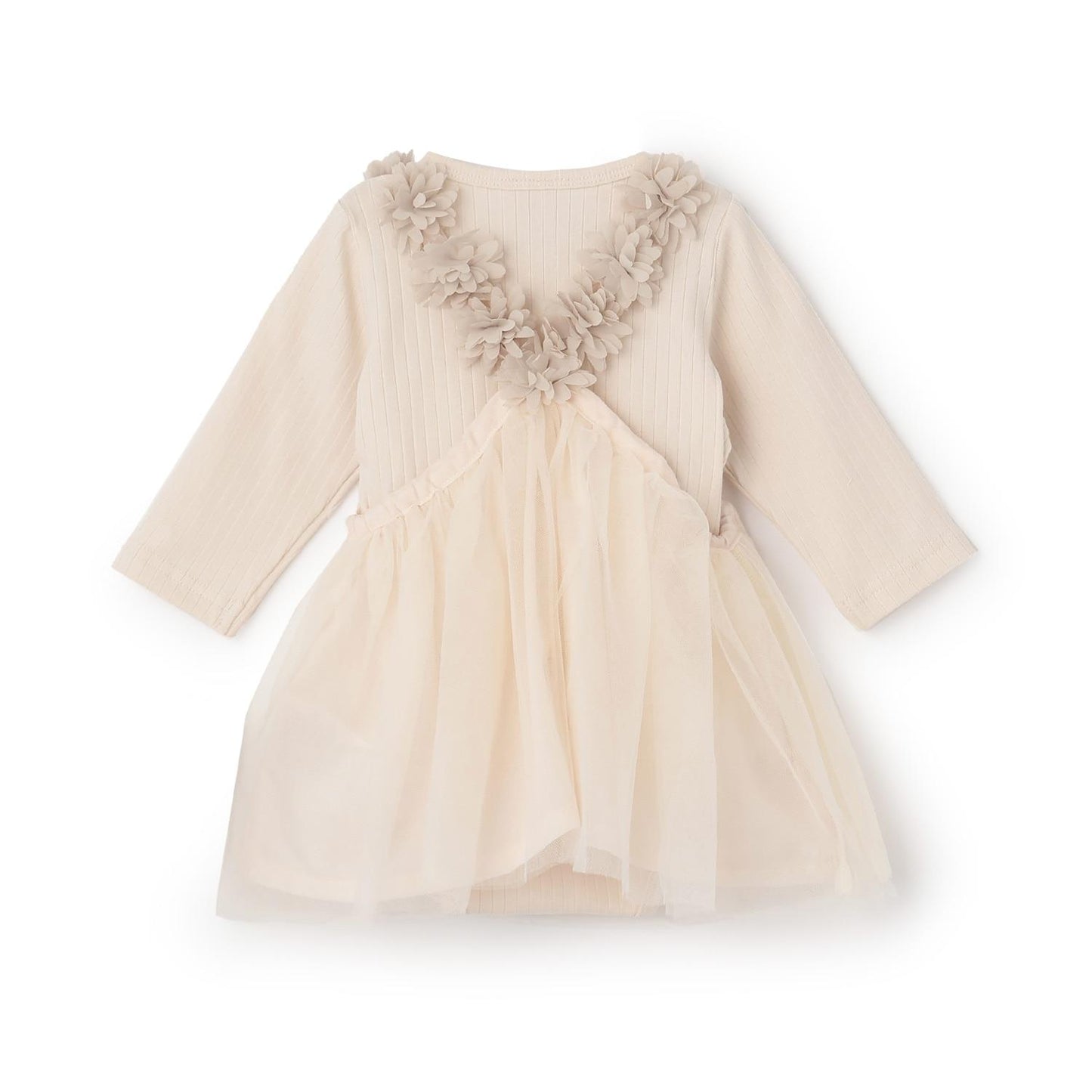 花卉網紗長袖連衣裙套裝