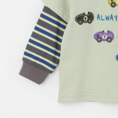 汽車貼布繡拼接風長袖T恤