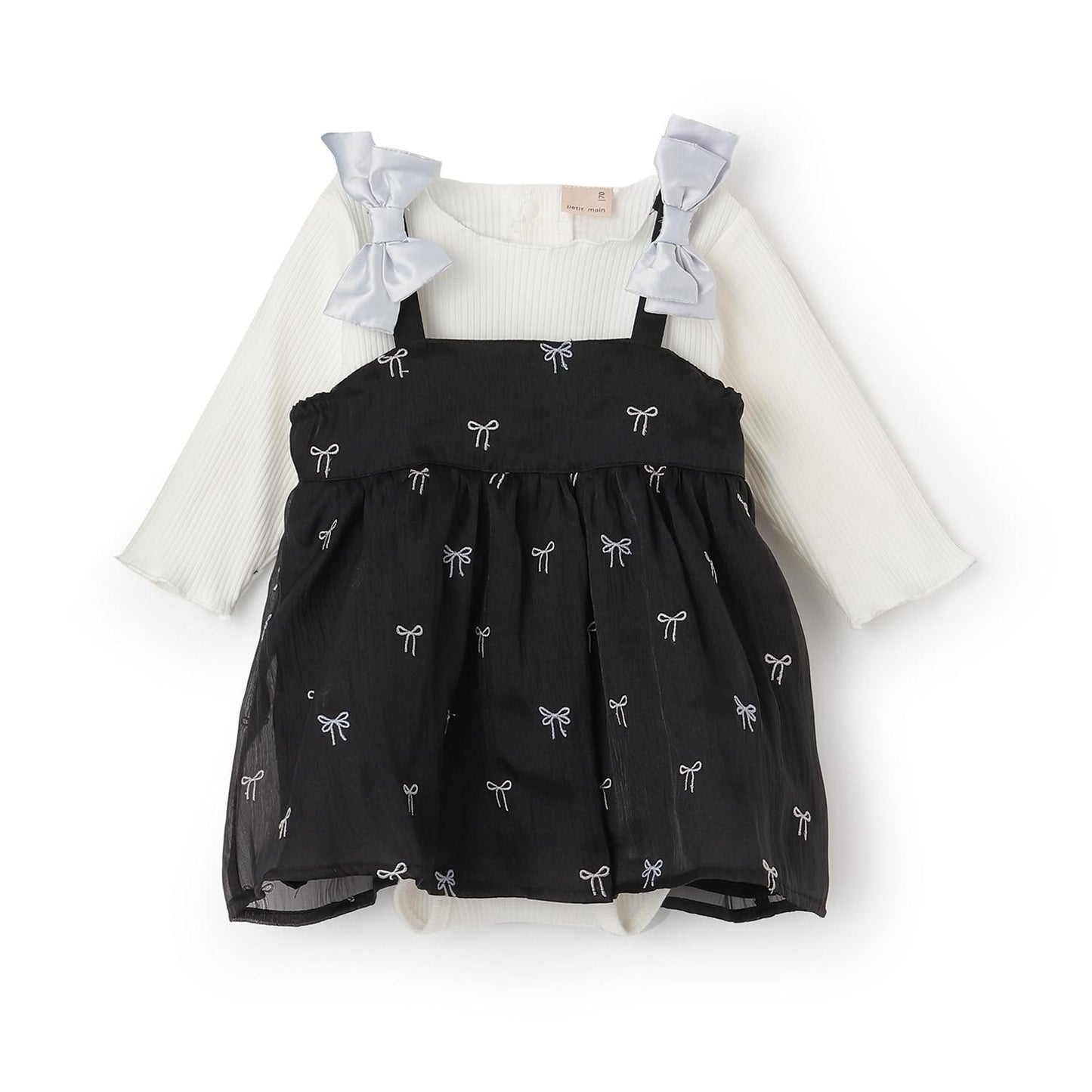 蝴蝶結刺繡連衣裙套裝