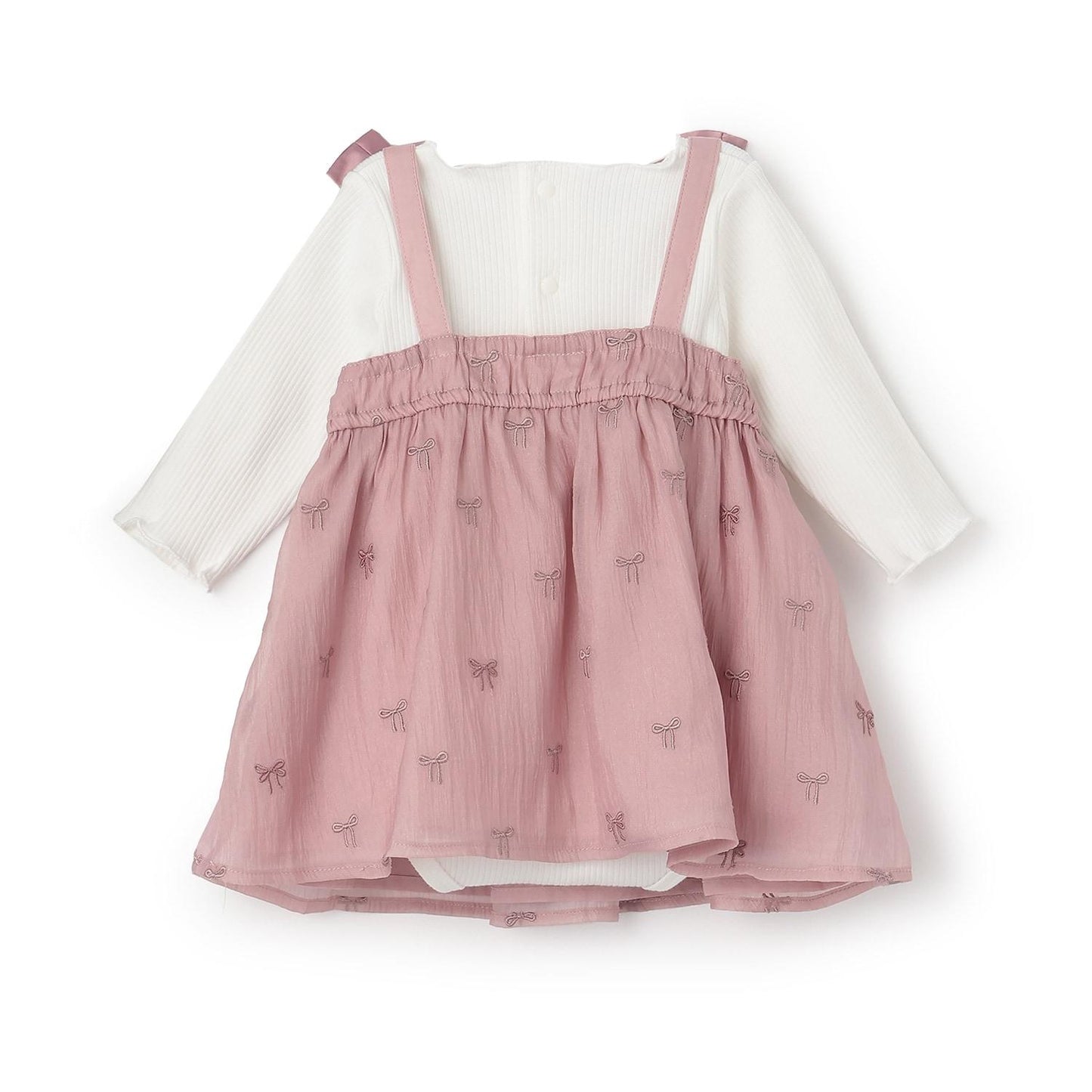 蝴蝶結刺繡連衣裙套裝