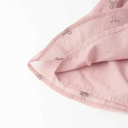 蝴蝶結刺繡連衣裙套裝