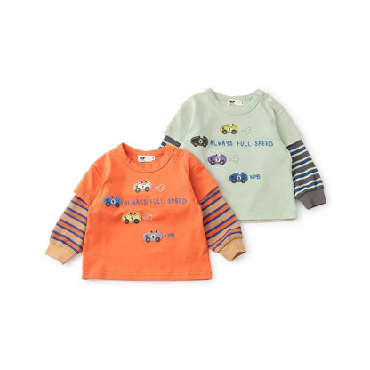 汽車貼布繡拼接風長袖T恤