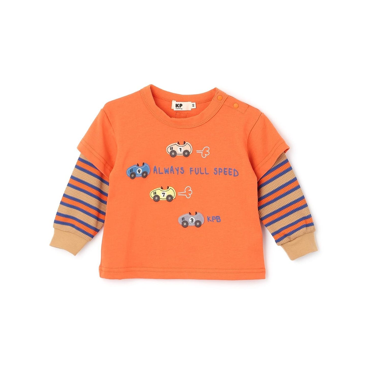 汽車貼布繡拼接風長袖T恤