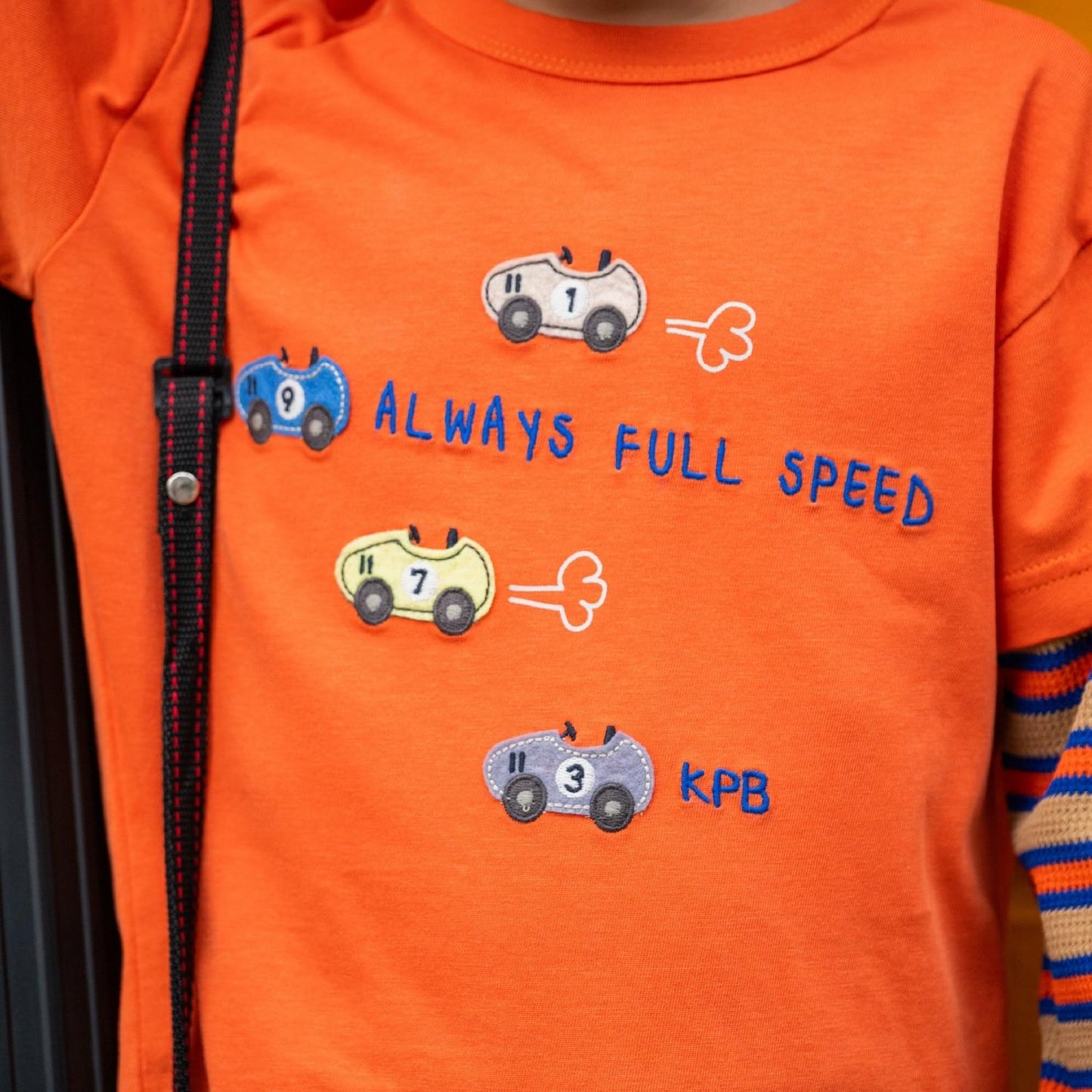 汽車貼布繡拼接風長袖T恤