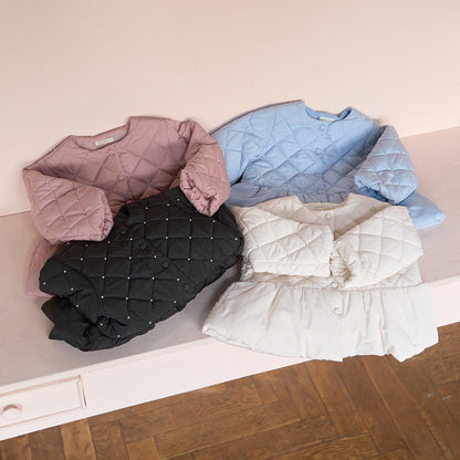 珍珠裝飾菱格短款外套