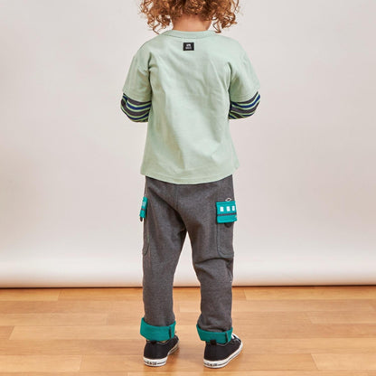 汽車貼布繡拼接風長袖T恤