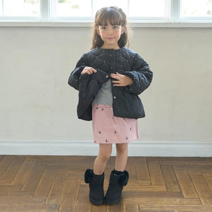 珍珠裝飾菱格短款外套