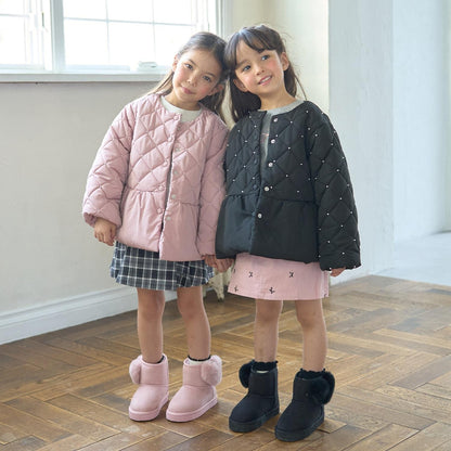 珍珠裝飾菱格短款外套