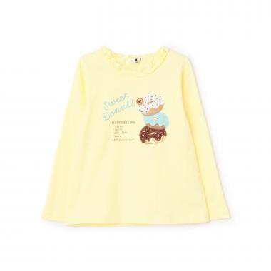 甜甜圈圖案貼布長袖T恤