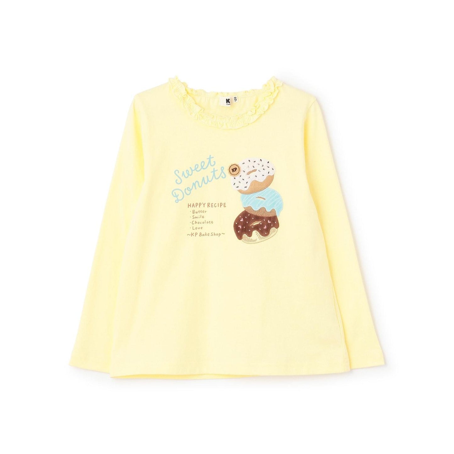 甜甜圈圖案貼布長袖T恤