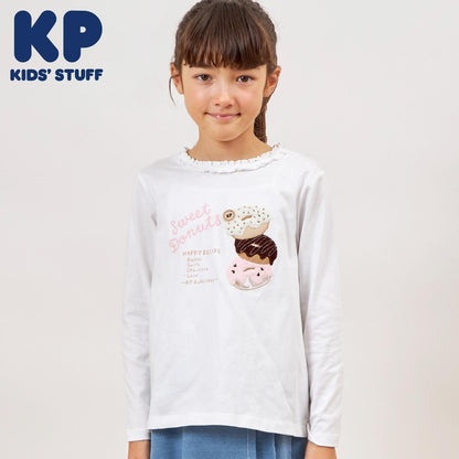 甜甜圈圖案貼布長袖T恤