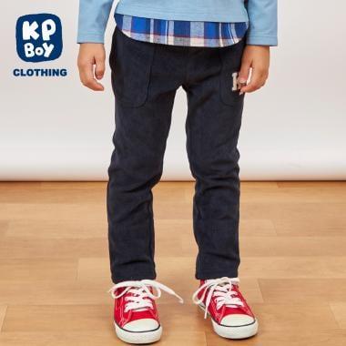 下襬拼接翻邊輕薄針織燈芯絨長褲