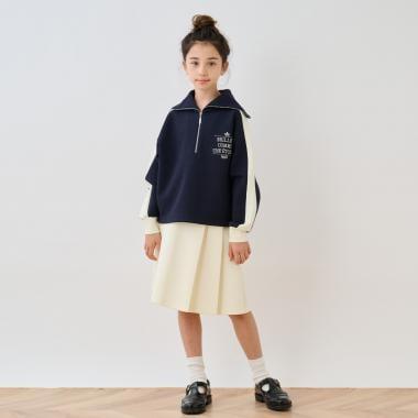水手風半拉鍊上衣×裙子套裝