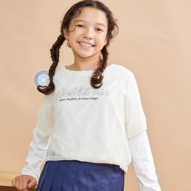 【Trois Lapins】蕾絲T恤疊穿套裝