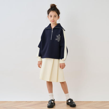 水手風半拉鍊上衣×裙子套裝