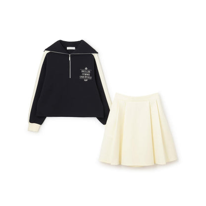 水手風半拉鍊上衣×裙子套裝