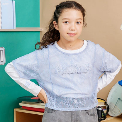 【Trois Lapins】蕾絲T恤疊穿套裝