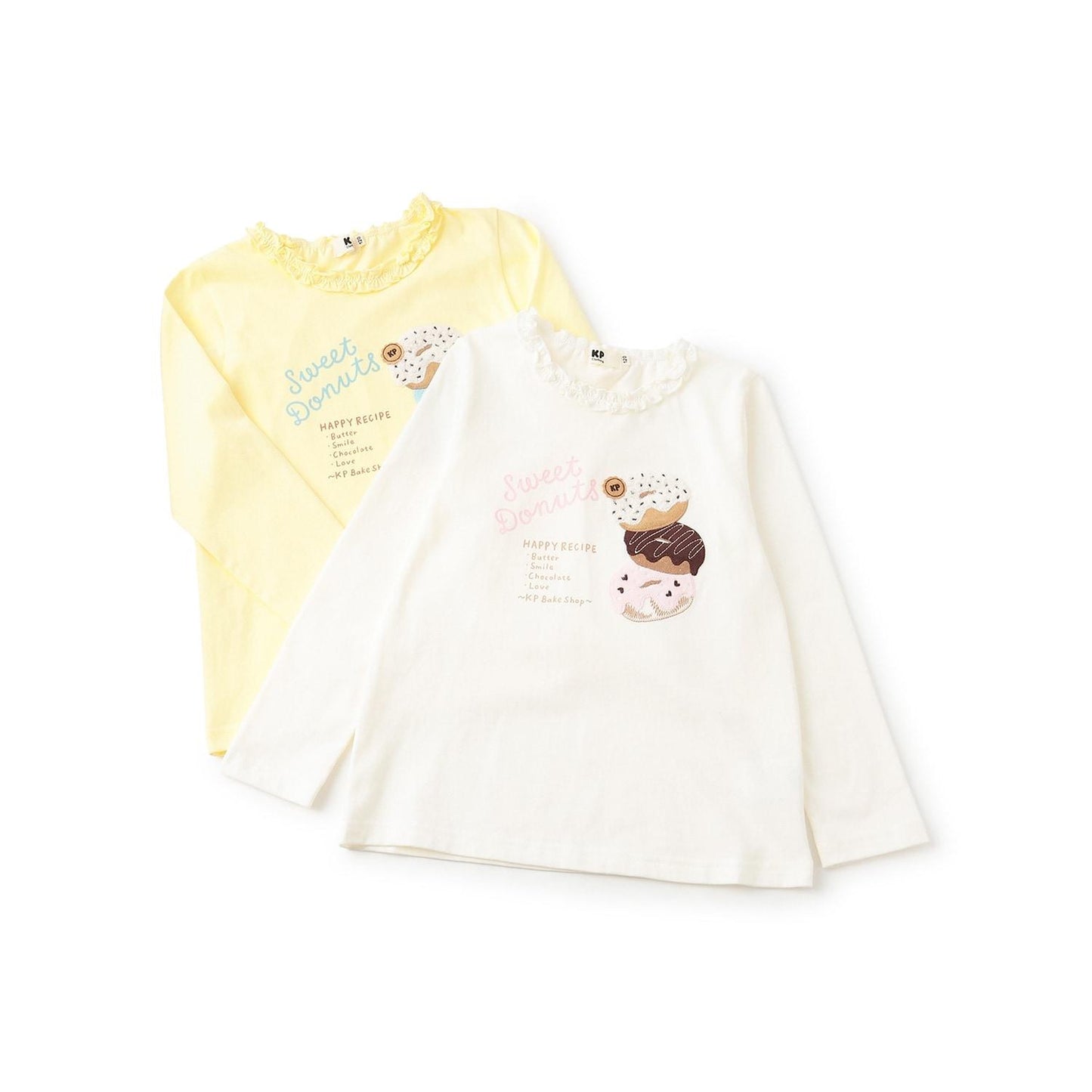 甜甜圈圖案貼布長袖T恤