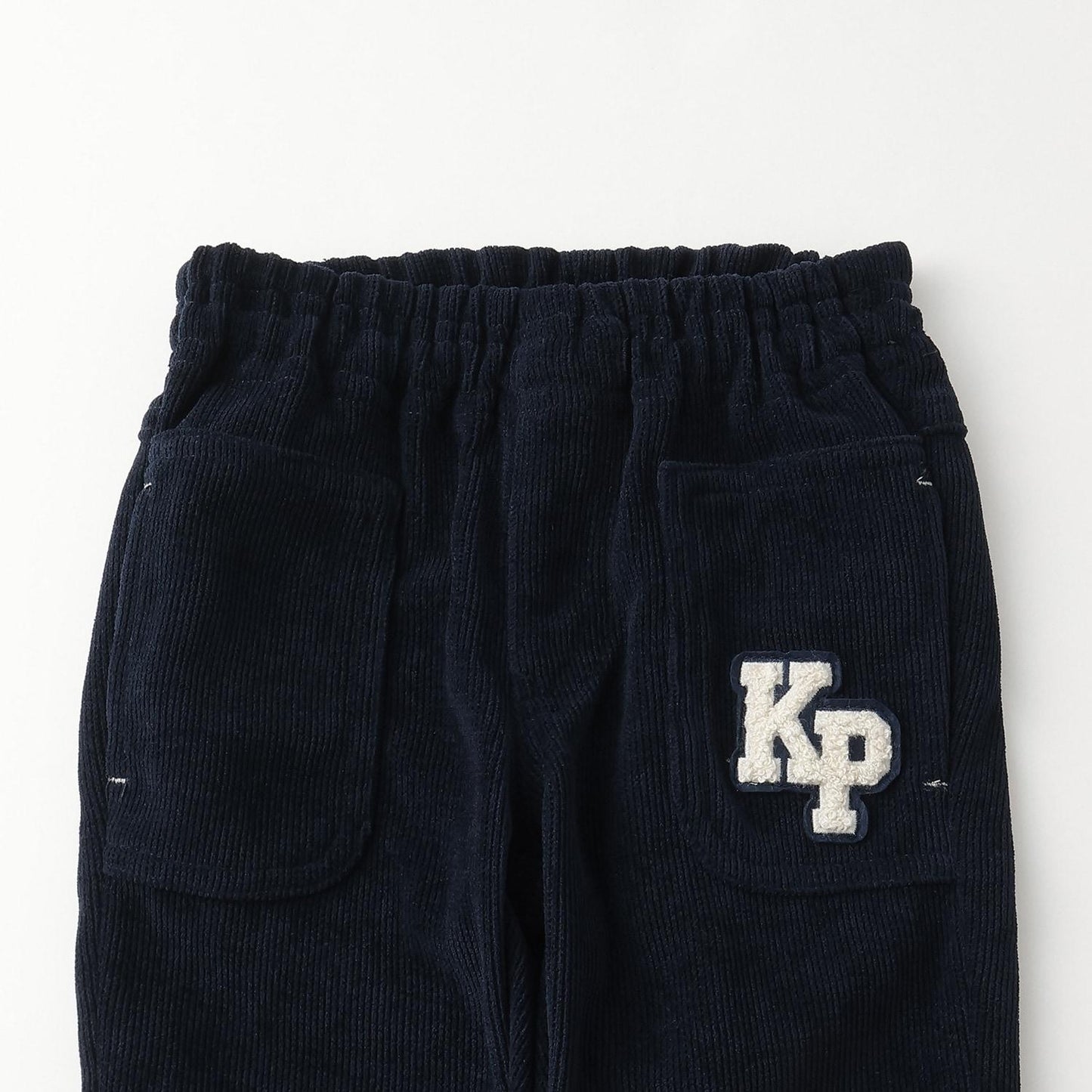 下襬拼接翻邊輕薄針織燈芯絨長褲