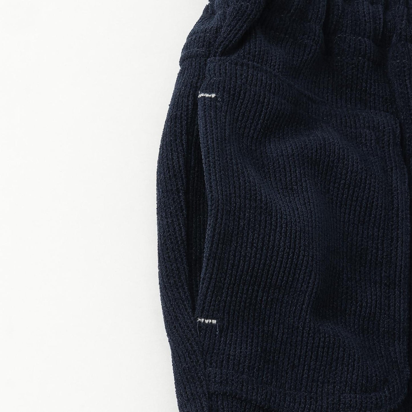 下襬拼接翻邊輕薄針織燈芯絨長褲